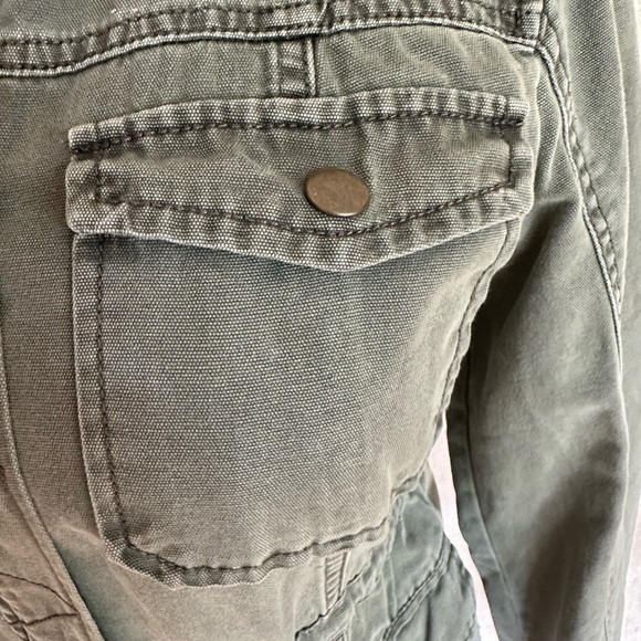 AMERICAN RAG Cie Womens sz Medium olive green hood Zip Up military Jacket cotton - Picture 2 of 16